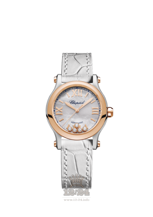 Chopard Happy Sport Watch 278573-6018 30 mm Stainless steel Pink gold Case White Dial