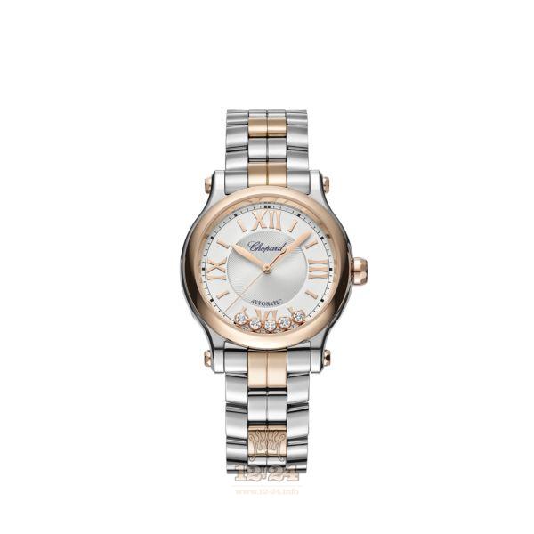 Chopard Happy Sport Watch 278608-6002 33 mm Stainless steel Pink gold Case Silver Dial