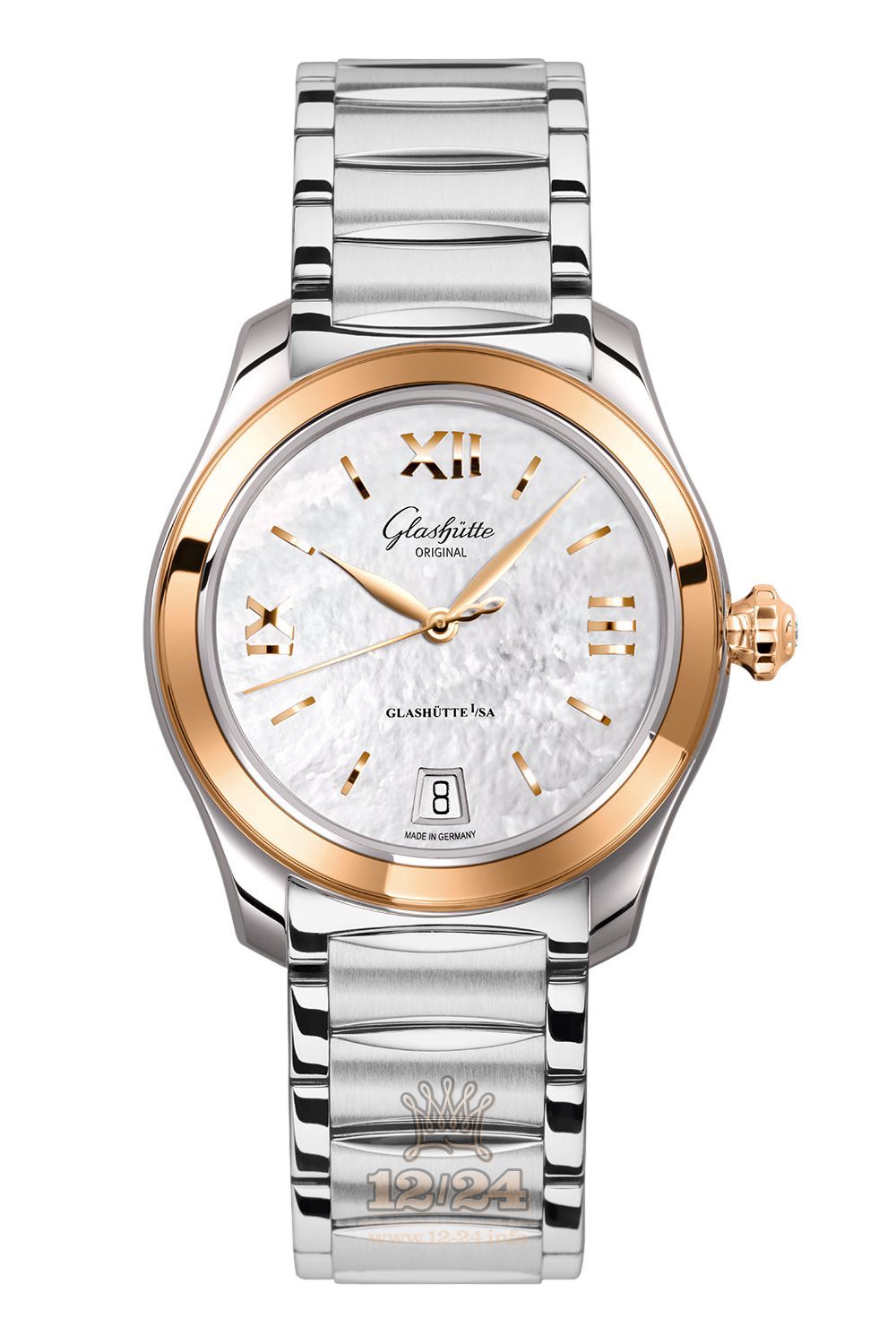 Glashutte Ladies Watch 1-39-22-09-06-34 36 mm Steel / Pink gold Case Silver Dial