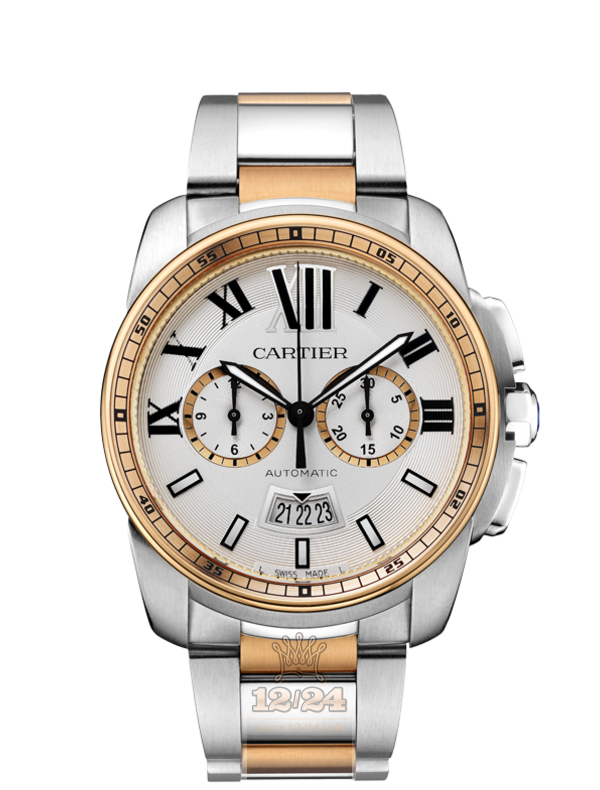 Cartier Calibre de Cartier Watch W7100042 42 mm Steel / Pink gold Case Silver Dial