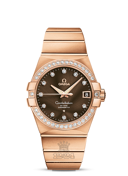 Omega Constellation Watch 123.55.38.21.63.001 38 mm Pink gold Case Brown (chocolate) Dial