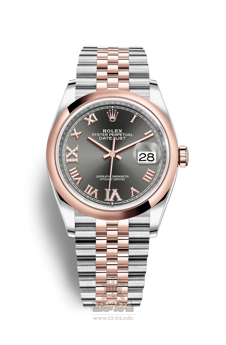 Rolex Datejust Watch 126201-0023 36 mm Steel / Pink gold Case Gray Dial