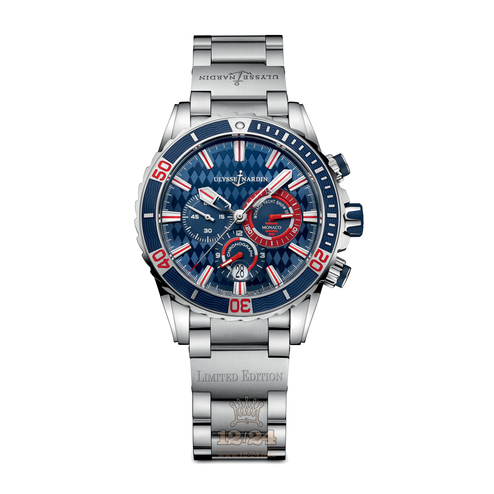 Ulysse Nardin Diver Watch 1503-151-7M/93-MON 44 mm Stainless steel Case Dark blue Dial
