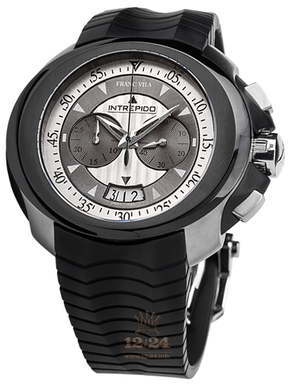 Franc Vila Chrono Bicompax Intrepido Watch 17.TIDLC.100 45 mm Stainless steel Titanium DLC coating Case Gray Silver Dial