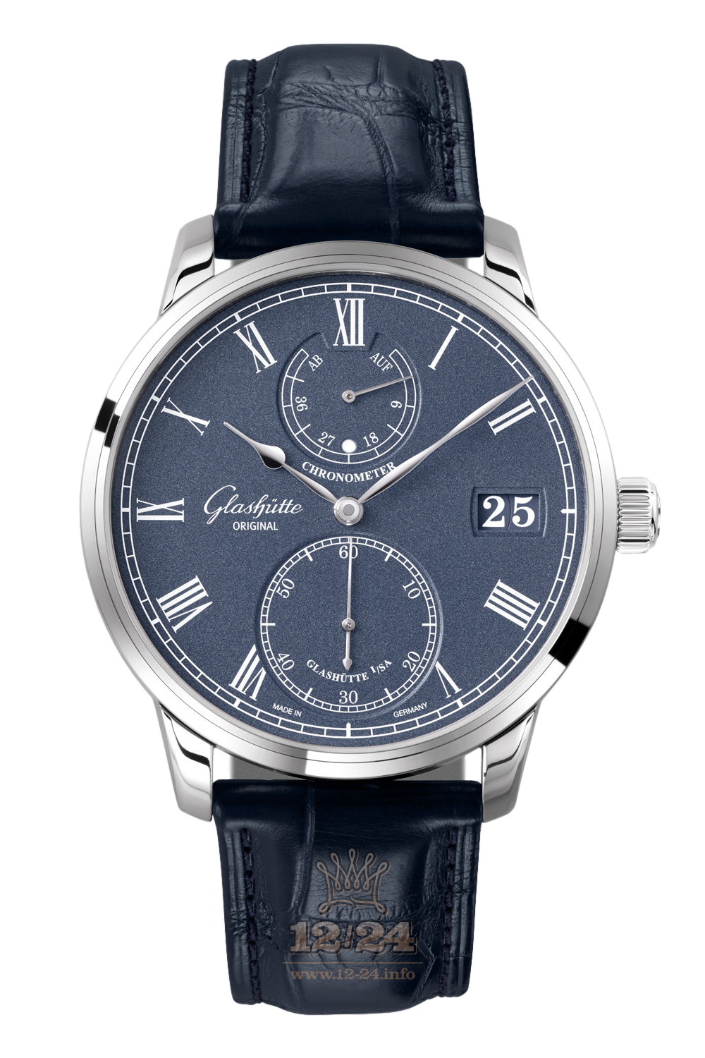 Glashutte Senator Watch 1-58-01-05-34-50 42 mm White gold Case Dark blue Dial