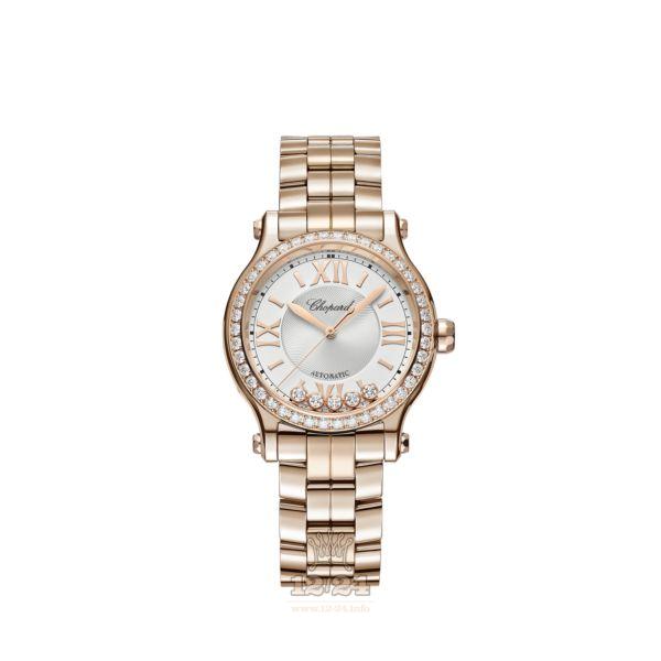 Chopard Happy Sport Watch 275378-5004 33 mm Pink gold Case Silver Dial
