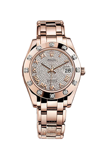 Rolex Pearlmaster Watch 81315-0024 34 mm Pink gold Case Silver Dial