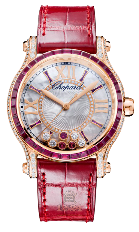 Chopard Happy Diamonds Watch 274891-5004 36 mm Pink gold Case White Silver Dial