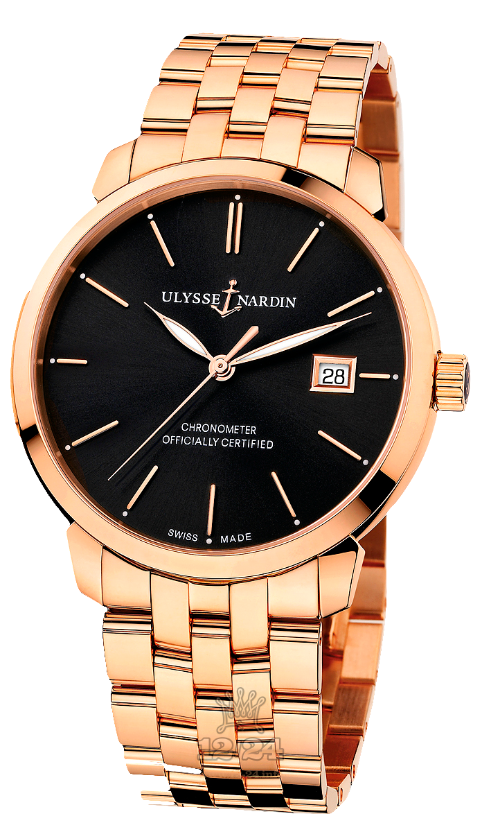 Ulysse Nardin Classic Watch 8156-111-8/92 40 mm Pink gold Case Black Dial