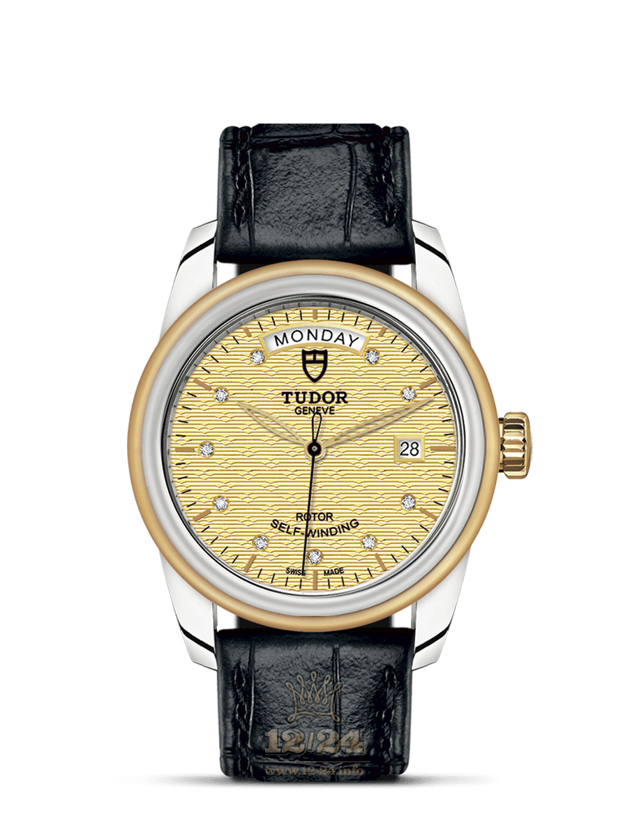 Tudor Glamour Watch M56003-0029 39 mm Stainless steel Yellow gold Case Golden Dial