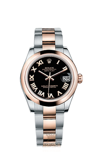Rolex Datejust Watch 178241-0061 31 mm Steel / Pink gold Case Black Dial