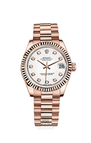 Rolex Datejust Watch 178275f-0011 31 mm Pink gold Case White Dial