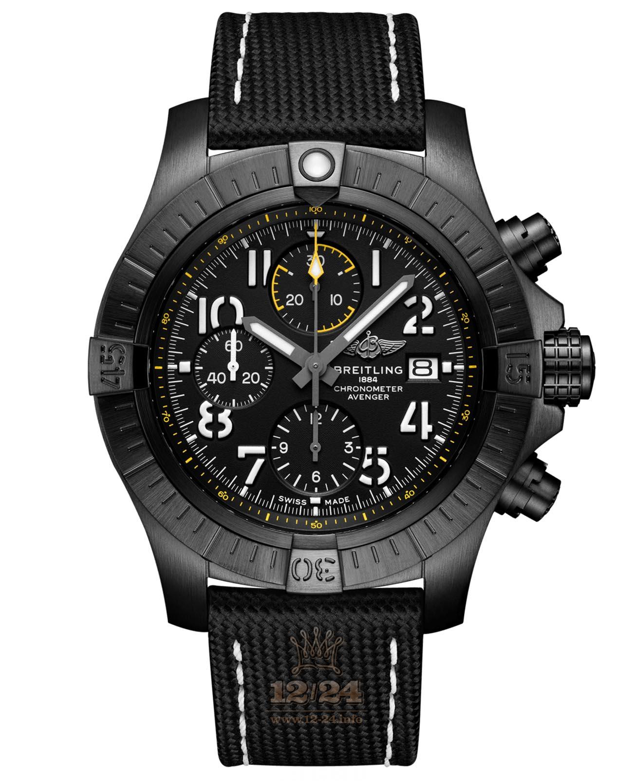 Breitling Avenger Watch V13317101B1X2 45 mm Titanium DLC coating Case Black Dial