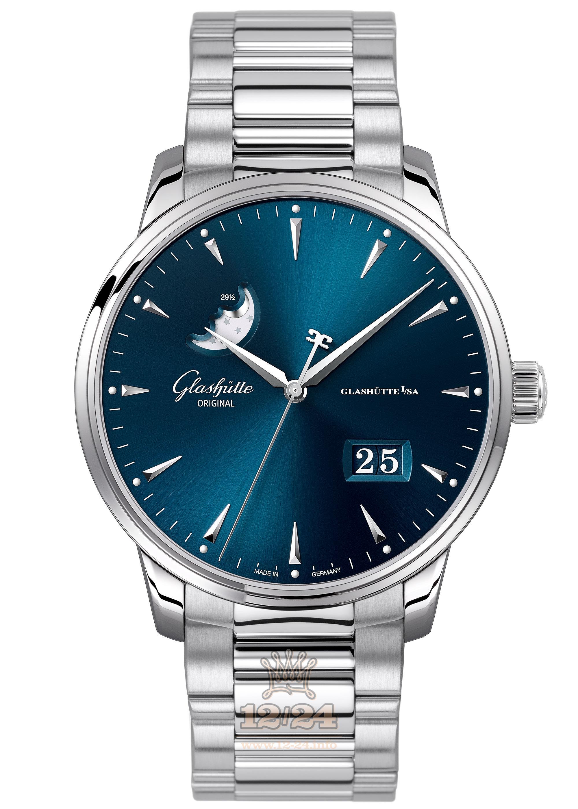 Glashutte Senator Watch 1-36-04-04-02-70 42 mm Stainless steel Case Dark blue Dial