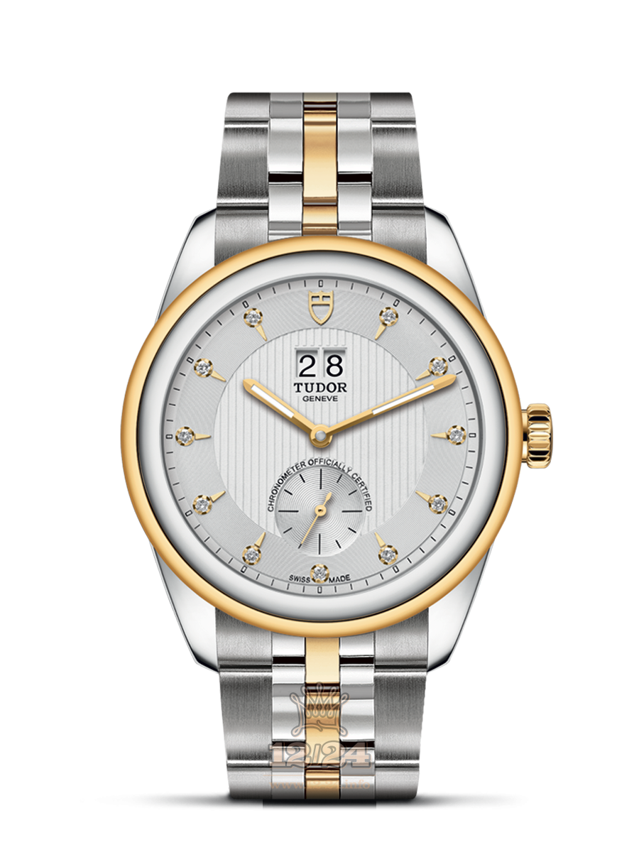 Tudor Glamour Watch M57103-0005 42 mm Stainless steel Yellow gold Case Silver Dial