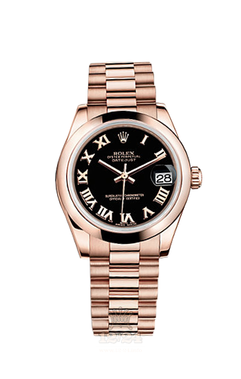 Rolex Datejust Watch 178245f-0037 31 mm Pink gold Case Black Dial