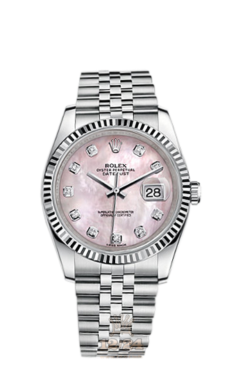 Rolex Datejust Watch 116234-0104 36 mm Steel / White gold Case Pink Dial