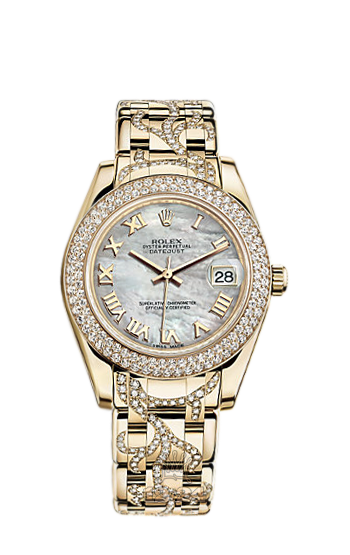 Rolex Pearlmaster Watch 81338-0134 34 mm Yellow gold Case White Dial