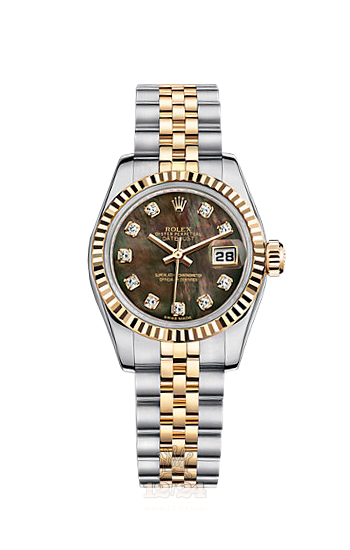 Rolex Lady-Datejust Watch 179173-0072 26 mm Steel / Yellow gold Case Black Dial