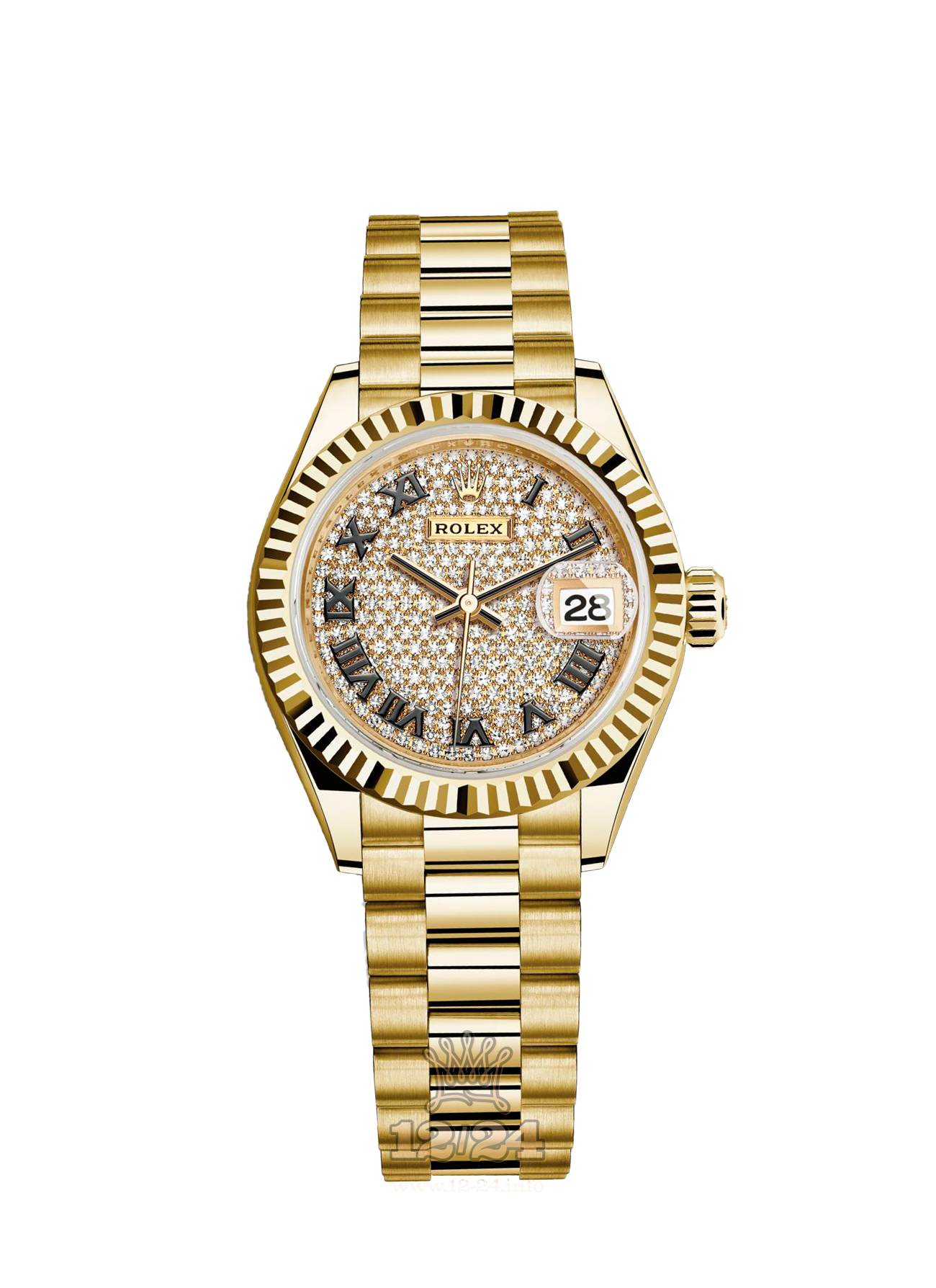 Rolex Datejust Watch 279178-0031 28 mm Yellow gold Case White Golden Dial