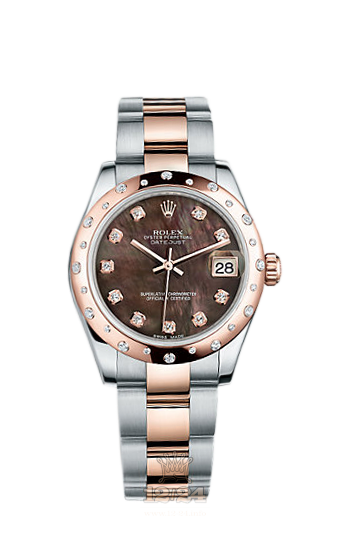 Rolex Lady-Datejust Watch 178341-0034 31 mm Steel / Pink gold Case Black Dial