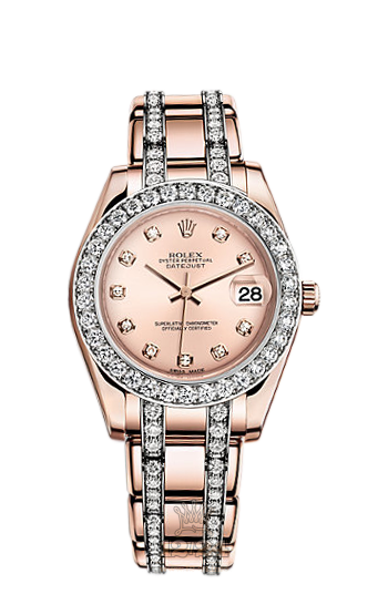 Rolex Pearlmaster Watch 81285-0030 34 mm Pink gold Case Pink Dial