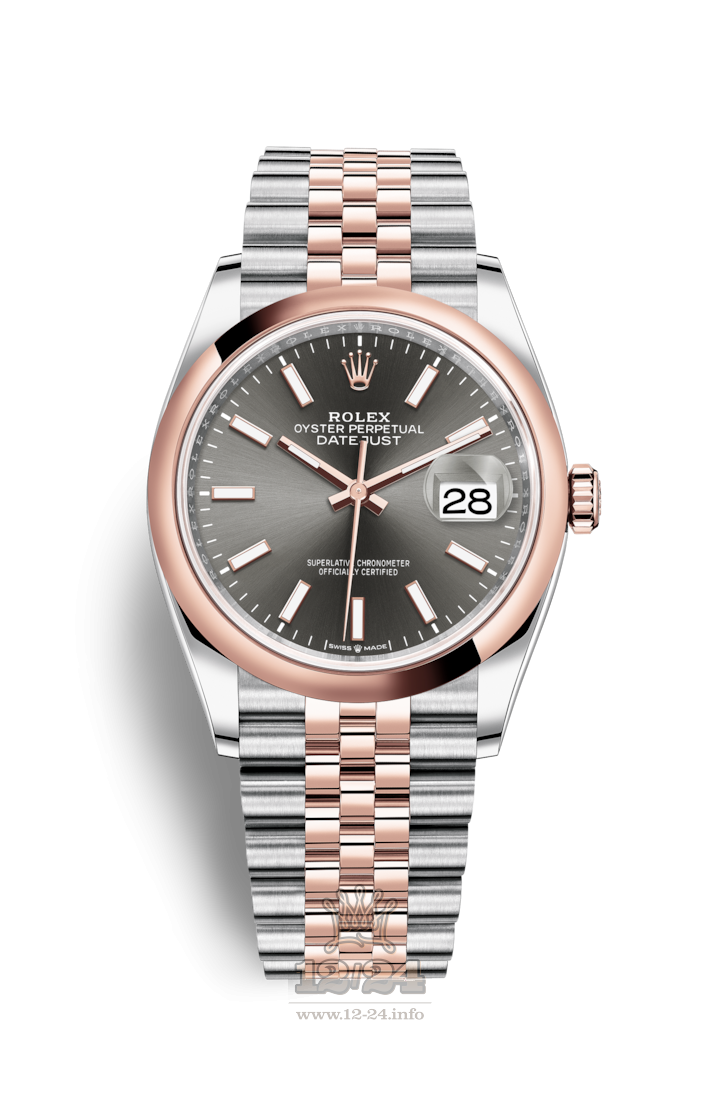 Rolex Datejust Watch 126201-0013 36 mm Steel / Pink gold Case Gray Dial