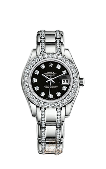 Rolex Pearlmaster Watch 80299-0126 29 mm White gold Case Black Dial