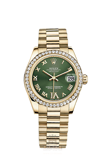 Rolex Datejust Watch 178288-0057 31 mm Yellow gold Case Green Dial