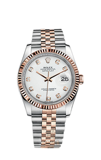 Rolex Datejust Watch 116231-0060 36 mm Steel / Pink gold Case White Dial