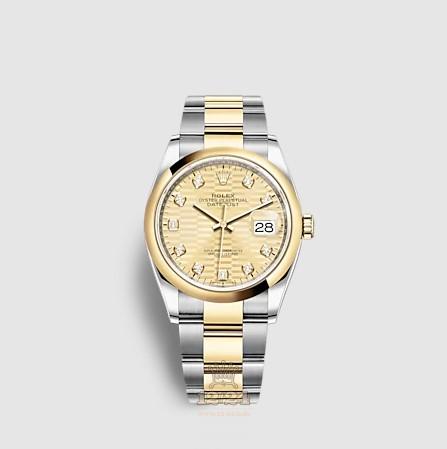 Rolex Datejust Watch 126203-0046 36 mm Stainless steel Yellow gold Case Yellow Dial