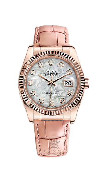 Rolex Datejust Watch 116135-0050 36 mm Pink gold Case White Dial