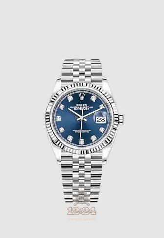 Rolex Datejust Watch 126234-0037 36 mm Stainless steel White gold Case Dark blue Dial