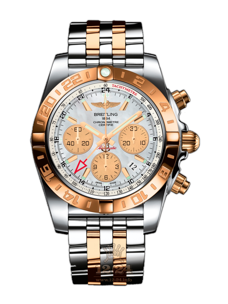 Breitling Chronomat Watch CB042012/A739/375C 44 mm Steel / Pink gold Case Silver Dial