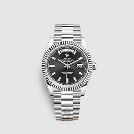 Rolex Day-Date Watch 228236-0004 40 mm Platinum Case Black Dial
