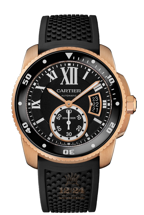 Cartier Calibre de Cartier Watch W7100052 42 mm Pink gold Case Black Dial