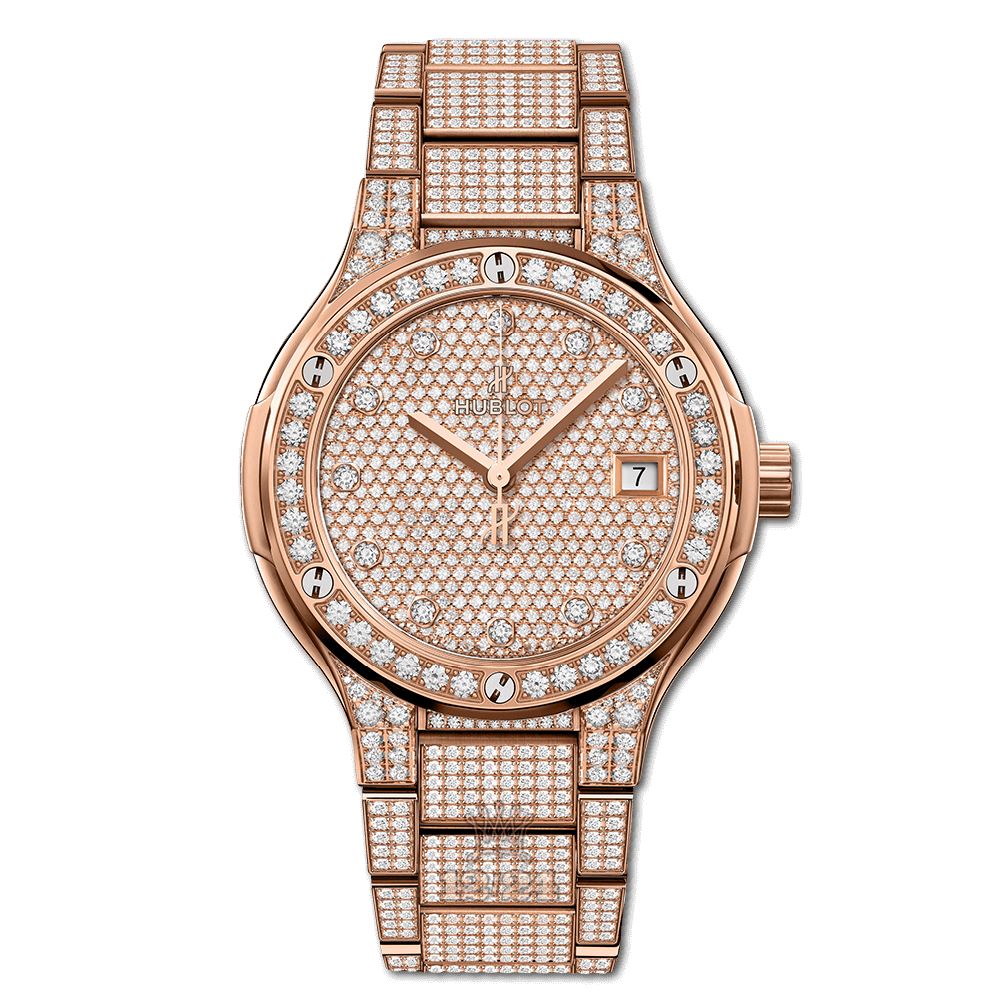 Hublot Classic Fusion Watch 568.OX.9000.OX.3604 38 mm Pink gold Case Golden Dial