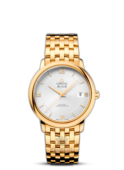 Omega Prestige Watch 424.50.37.20.02.002 37 mm Yellow gold Case Silver Dial