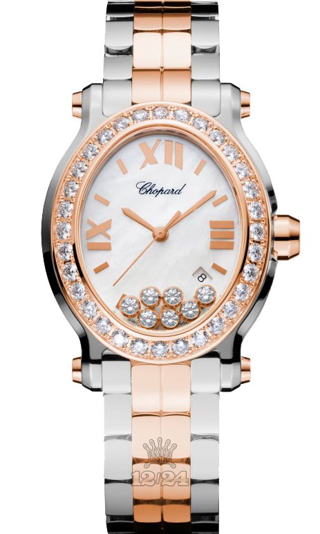 Chopard Happy Diamonds Watch 278546-6004 34 mm Steel / Pink gold Case White Dial