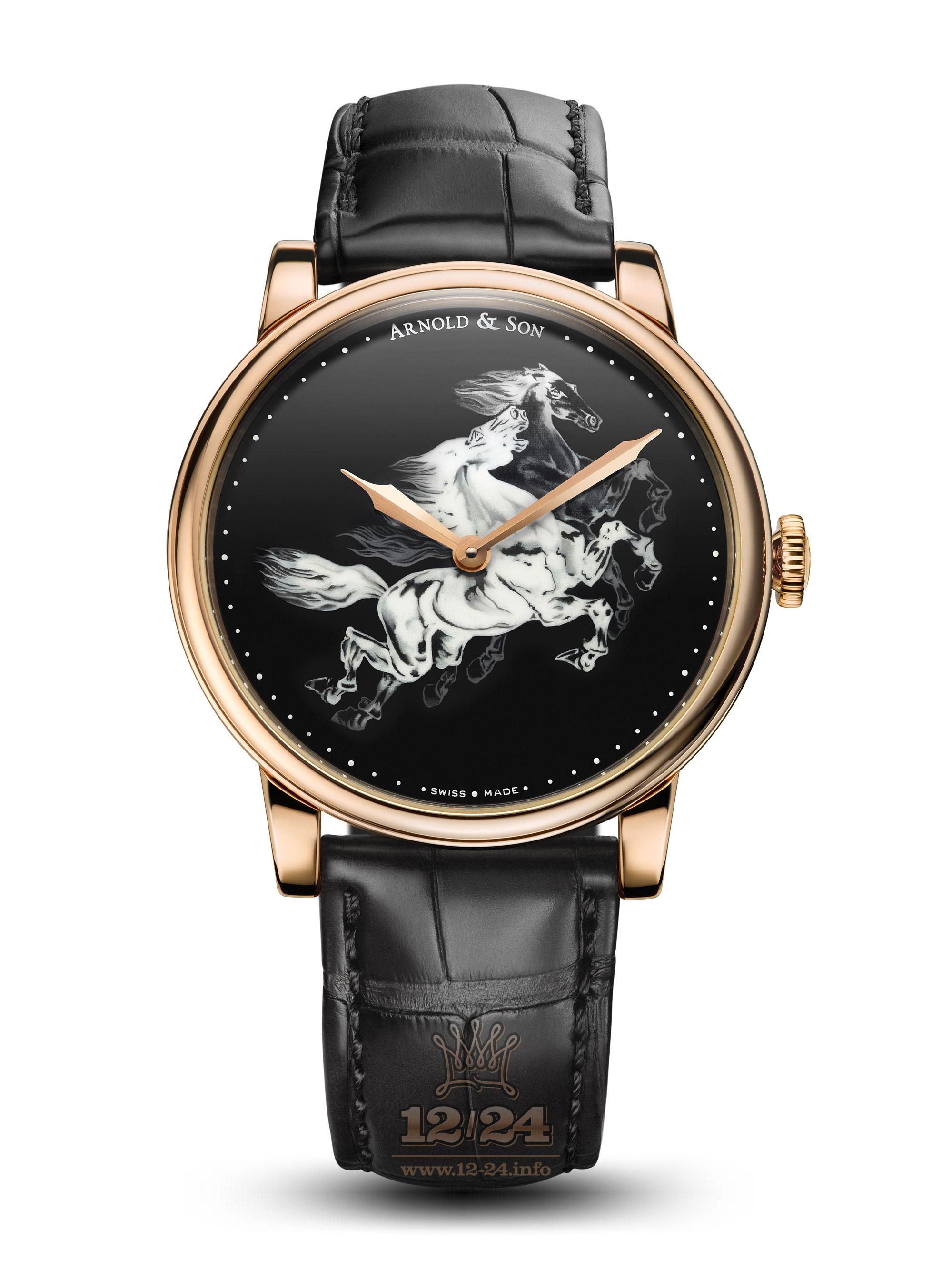 Arnold Son Royal Collection Watch 1LCAP.B04A.C111A Pink gold Case Black Painted Dial