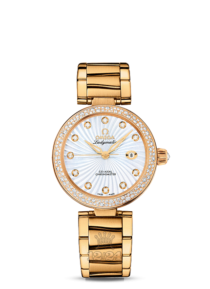 Omega Ladymatic Watch 425.65.34.20.55.004 34 mm Yellow gold Ceramics Case White Dial