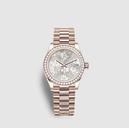 Rolex Datejust Watch 278285rbr-0036 31 mm Pink gold Case Gray Silver Painted Dial
