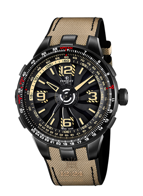 Perrelet Turbine Watch A1096/1 48 mm Stainless steel PVD coating Case Black Dial