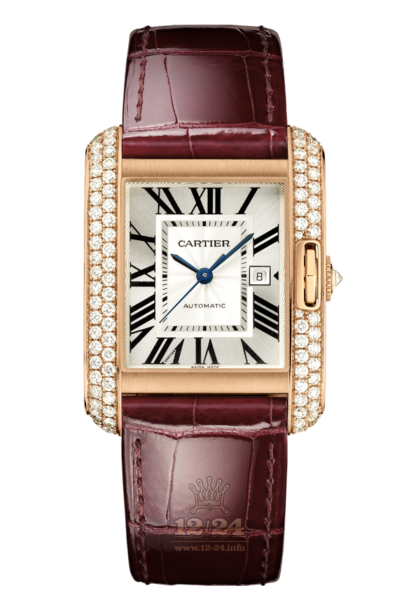 Cartier Tank Watch WT100016 39 mm Pink gold Case Silver Dial