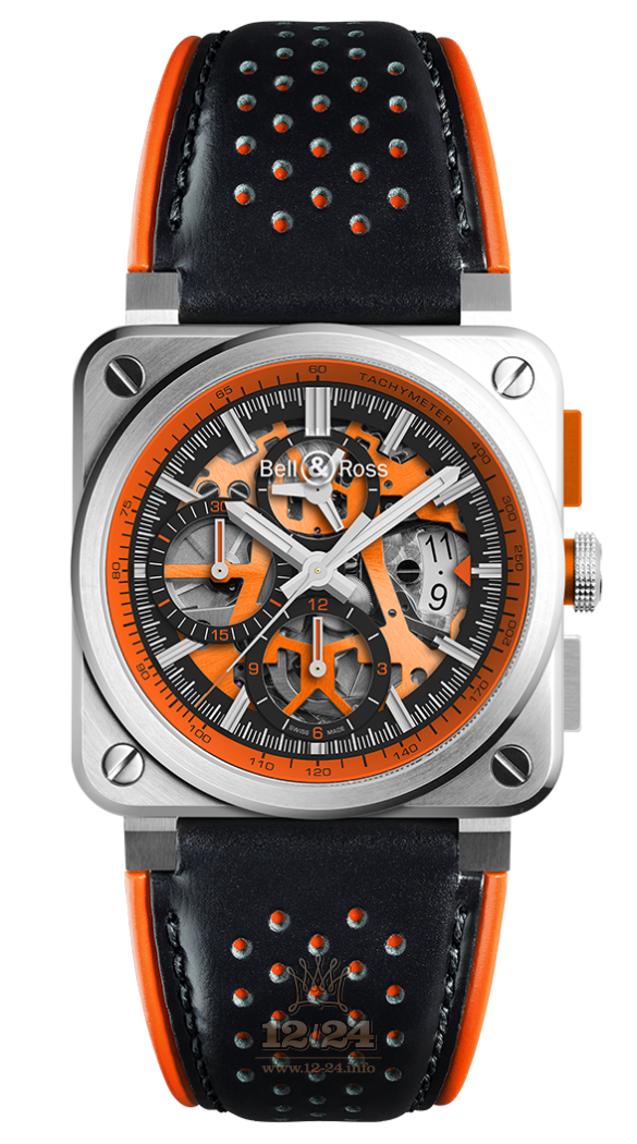 Bell & Ross Instruments Watch BR0394-SC-ORA/SCA 42 mm Stainless steel Case Black Orange Dial
