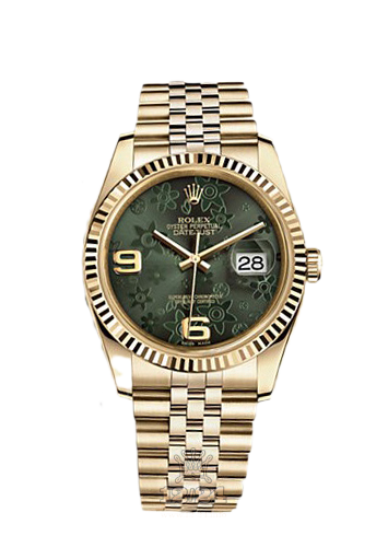 Rolex Datejust Watch 116238-0085 36 mm Yellow gold Case Green Painted Dial