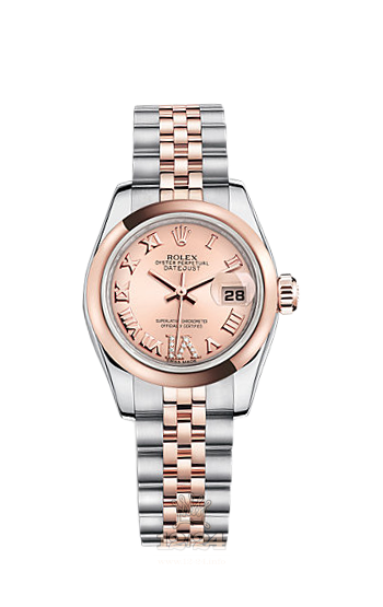 Rolex Lady-Datejust Watch 179161-0076 26 mm Steel / Pink gold Case Pink Dial