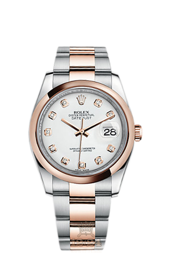 Rolex Datejust Watch 116201-0084 36 mm Steel / Pink gold Case White Dial