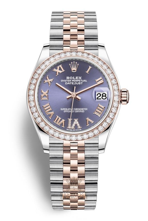 Rolex Datejust Watch 278381rbr-0020 31 mm Stainless steel Pink gold Case Purple Dial