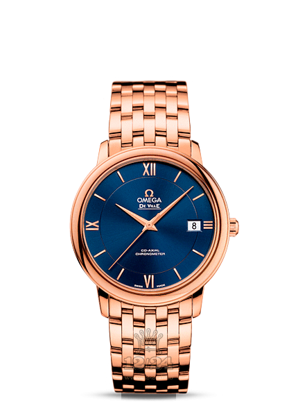 Omega Prestige Watch 424.50.37.20.03.002 37 mm Pink gold Case Dark blue Dial